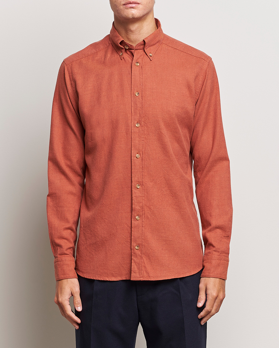 Herren | Hemden | Eton | Slim Fit Twill Flannel Shirt Rust Red