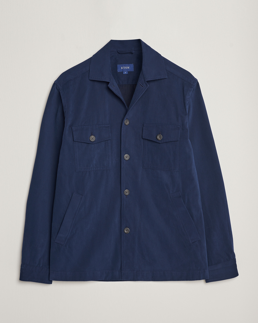 Herren | Hemden | Eton | Twill Moleskin Overshirt Navy Blue