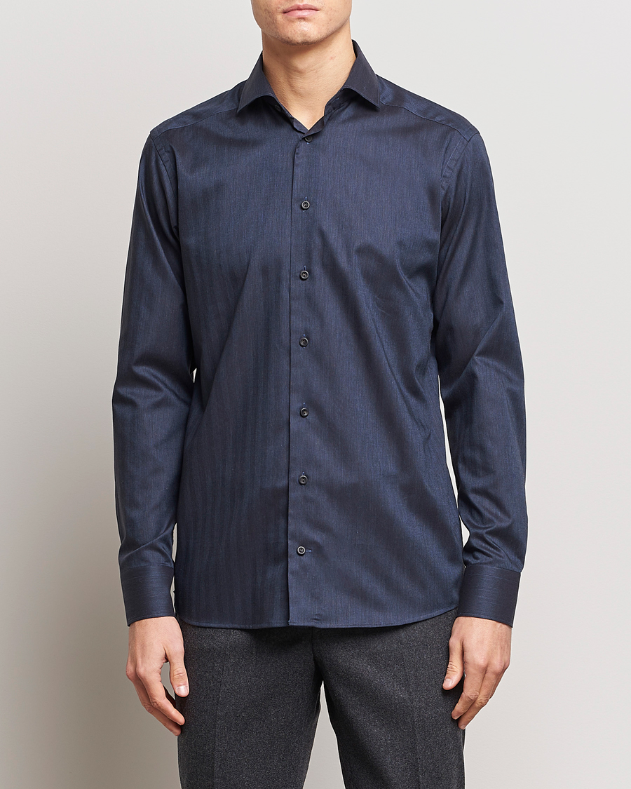 Herren | Hemden | Eton | Slim Fit Wrinkle Free Flannel Shirt Navy Blue