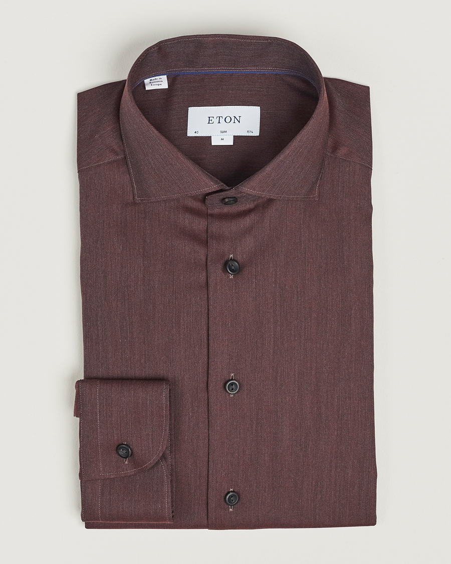 Herren | Hemden | Eton | Slim Fit Wrinkle Free Flannel Shirt Burgundy