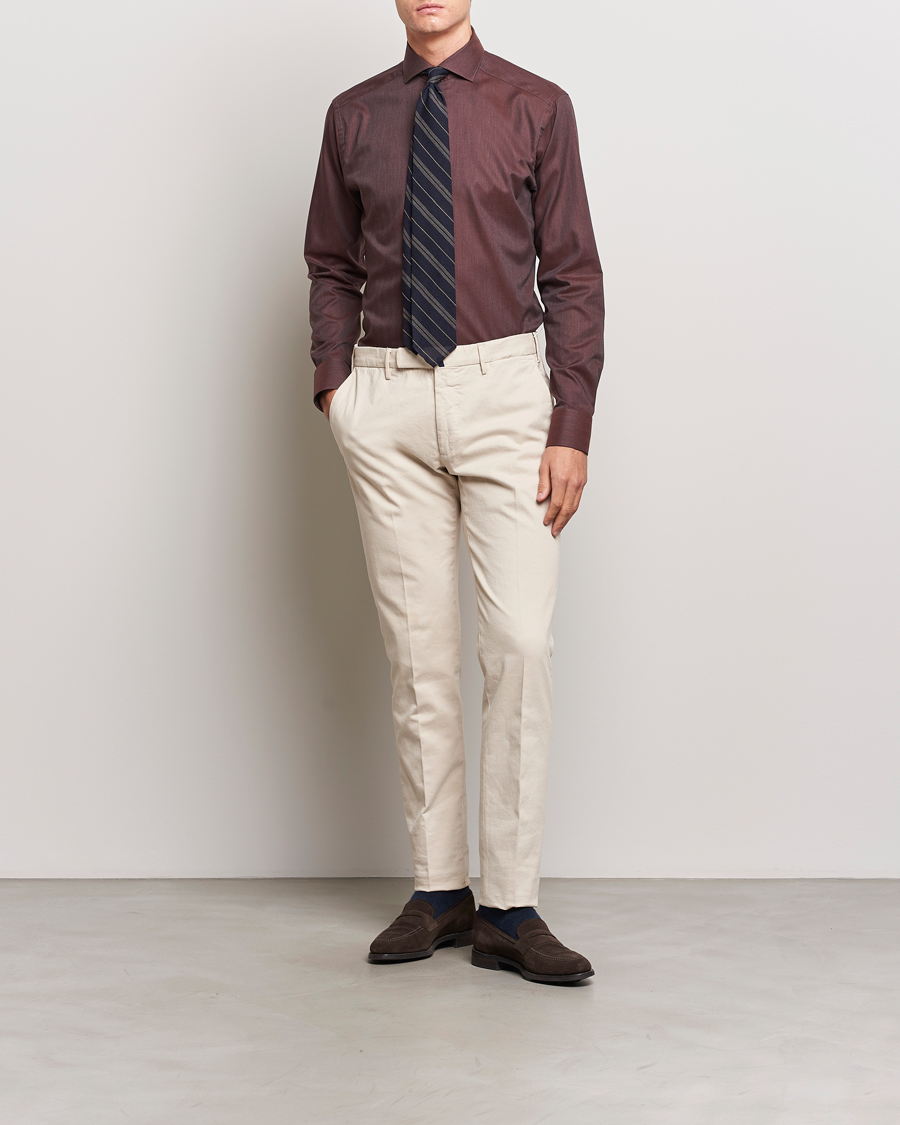 Herren | Hemden | Eton | Slim Fit Wrinkle Free Flannel Shirt Burgundy