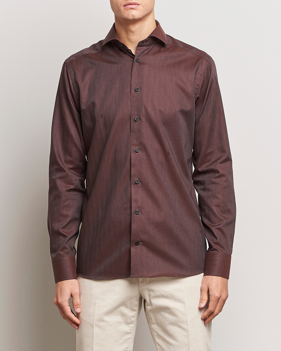 Herren | Hemden | Eton | Slim Fit Wrinkle Free Flannel Shirt Burgundy