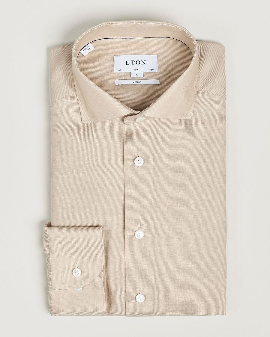 Herren | Hemden | Eton | Slim Fit Merino Shirt Beige