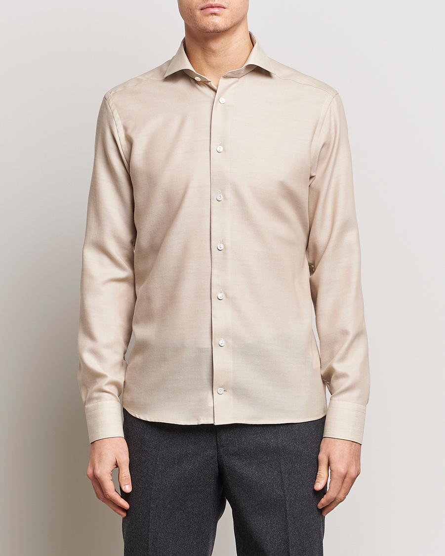 Herren | Hemden | Eton | Slim Fit Merino Shirt Beige