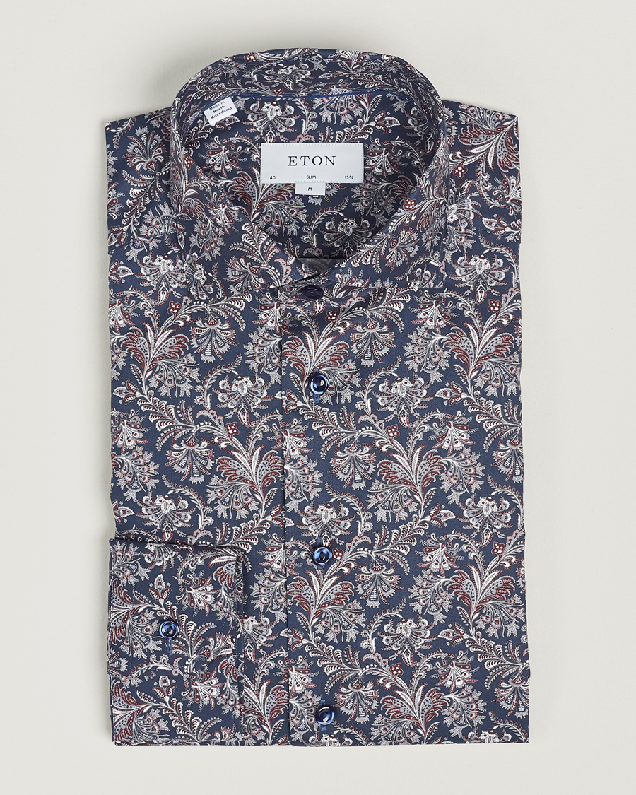 Herren | Hemden | Eton | Slim Fit Signature Twill Printed Shirt Navy Blue
