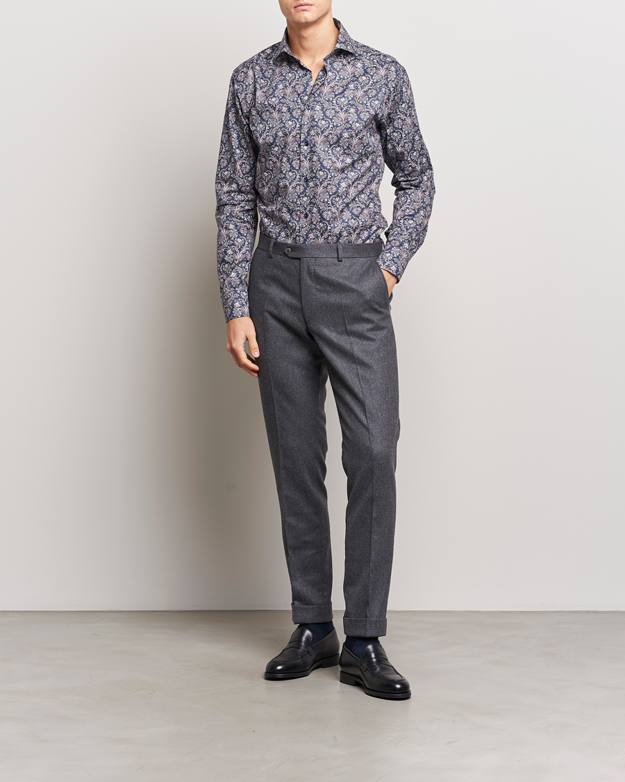 Herren | Hemden | Eton | Slim Fit Signature Twill Printed Shirt Navy Blue