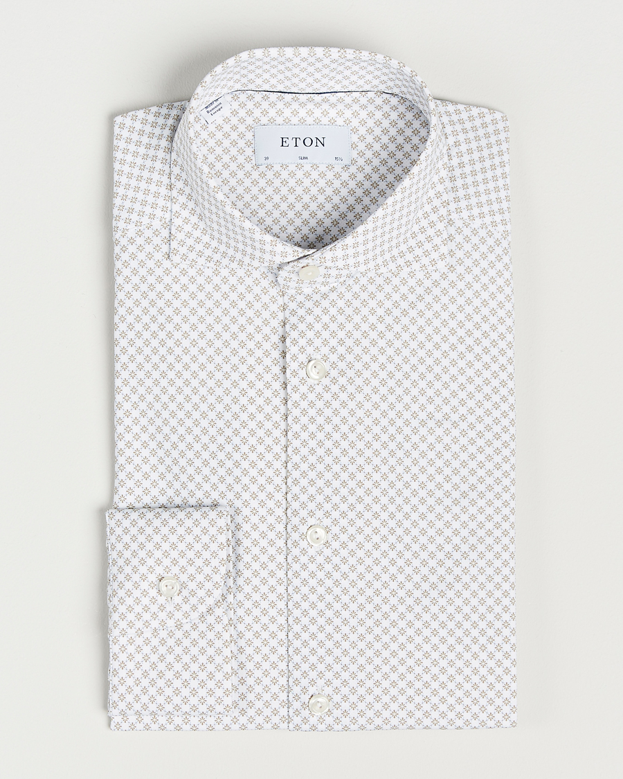 Herren | Hemden | Eton | Slim Fit Four Way Stretch Printed Shirt Beige
