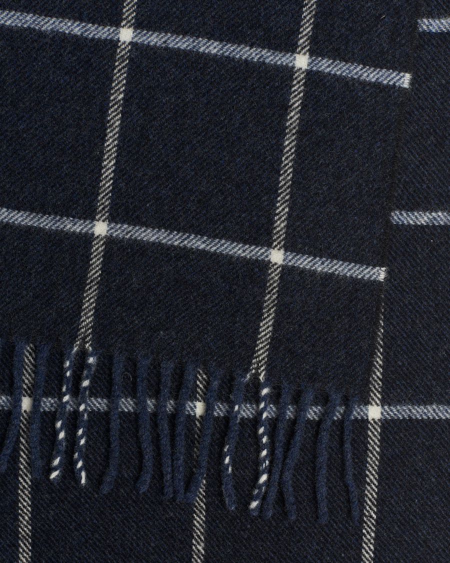 Herren | Eton Checked Wool Scarf Navy Blue | Eton | Checked Wool Scarf Navy Blue