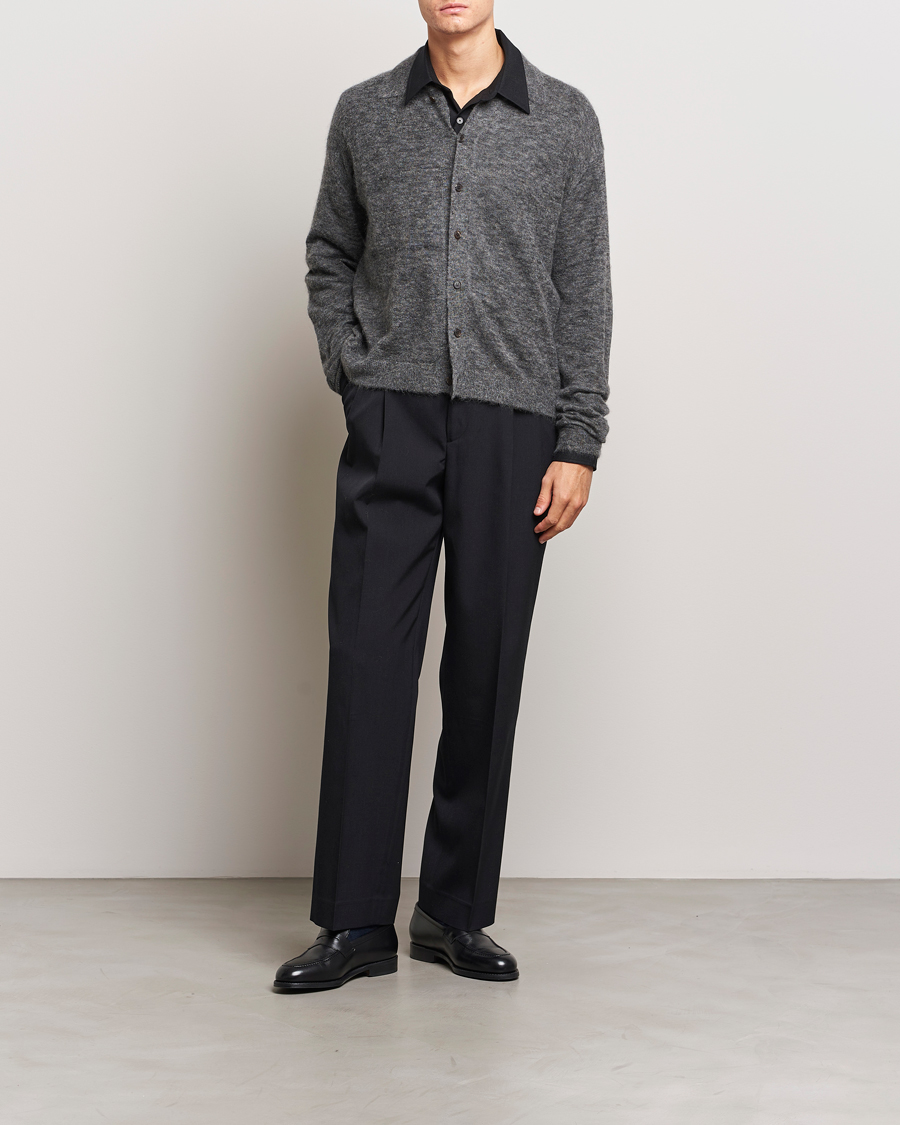 Herren | Pullover | Auralee | Kid Mohair Knit Cardigan Charcoal