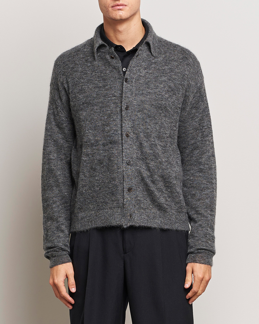 Herren | Pullover | Auralee | Kid Mohair Knit Cardigan Charcoal