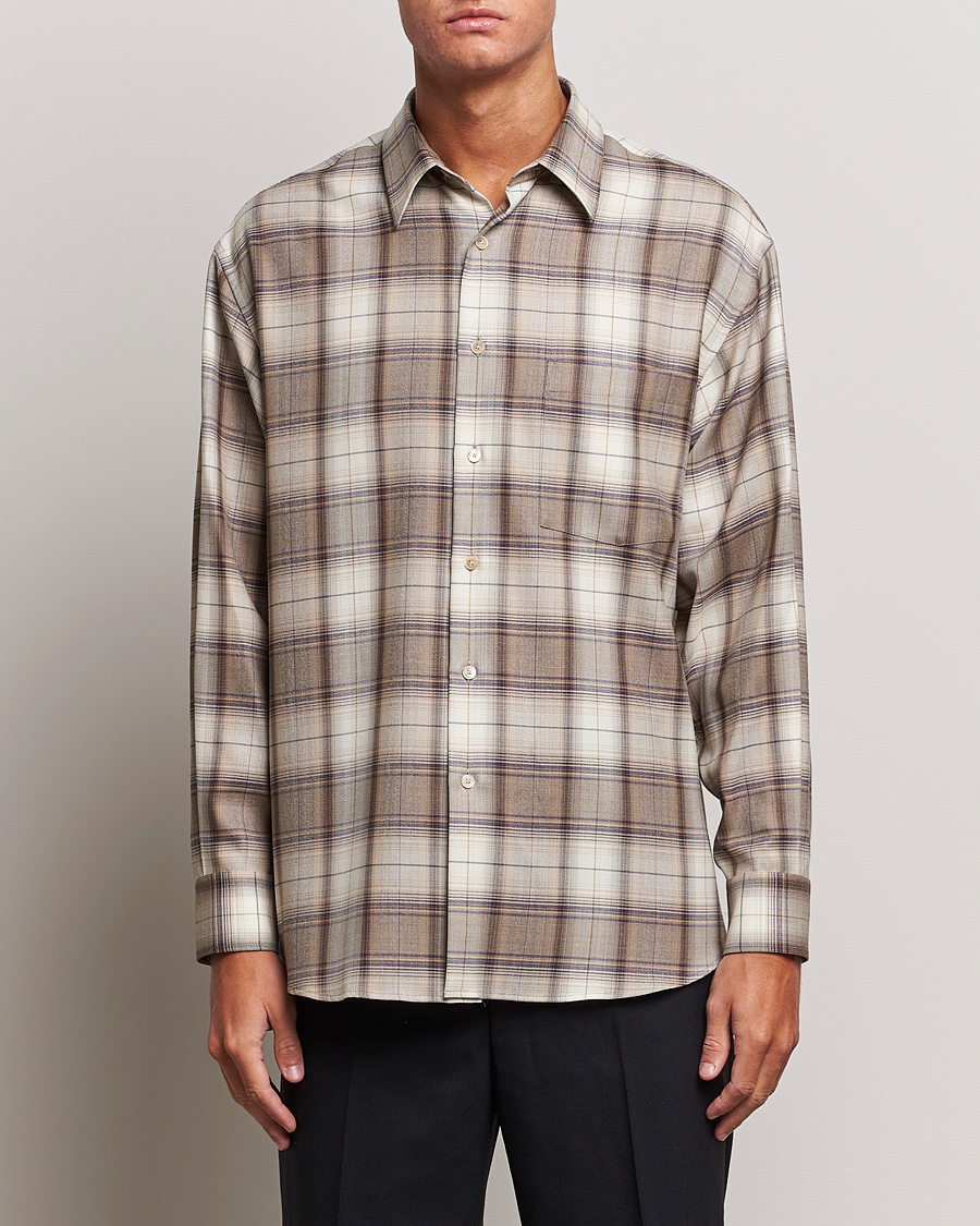 Herren | Hemden | Auralee | Super Light Wool Shirt Brown Check