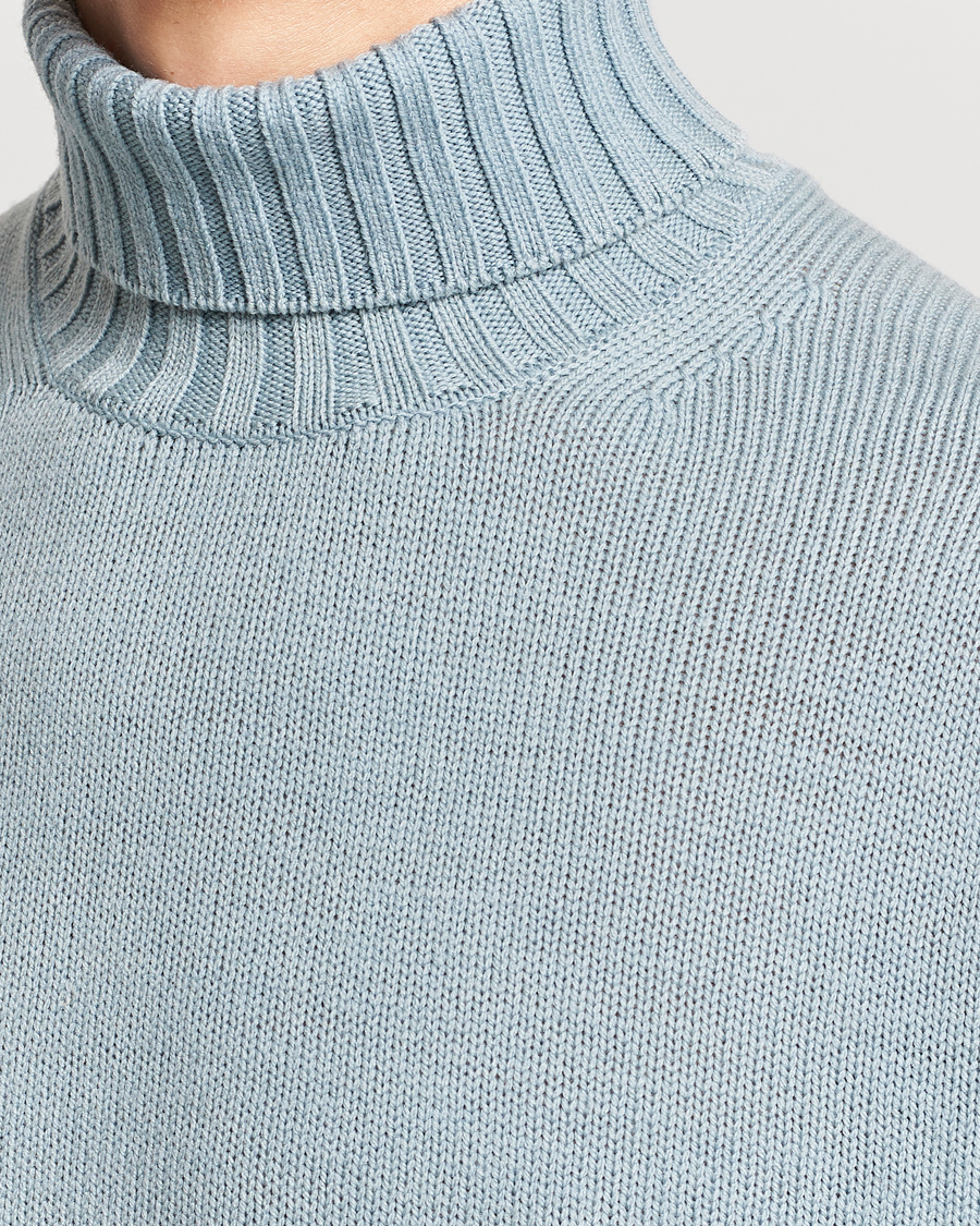 Herren | Pullover | Auralee | Washed French Merino Rollneck Light Blue