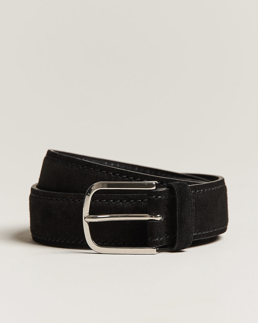 Herren | Orciani Suede Belt 3,5 cm Black | Orciani | Suede Belt 3,5 cm Black