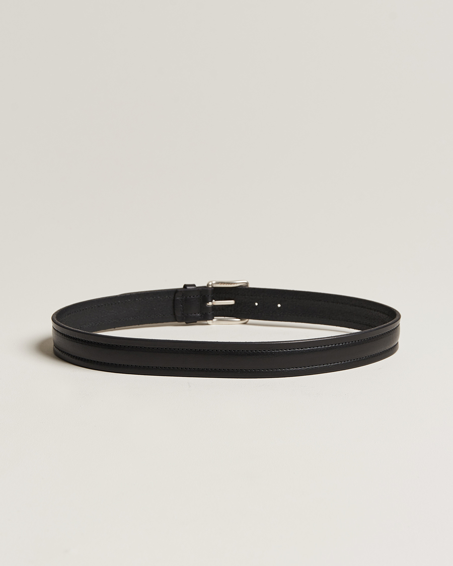 Herren | Orciani Vachetta Stitched Belt 3,5 cm Black | Orciani | Vachetta Stitched Belt 3,5 cm Black