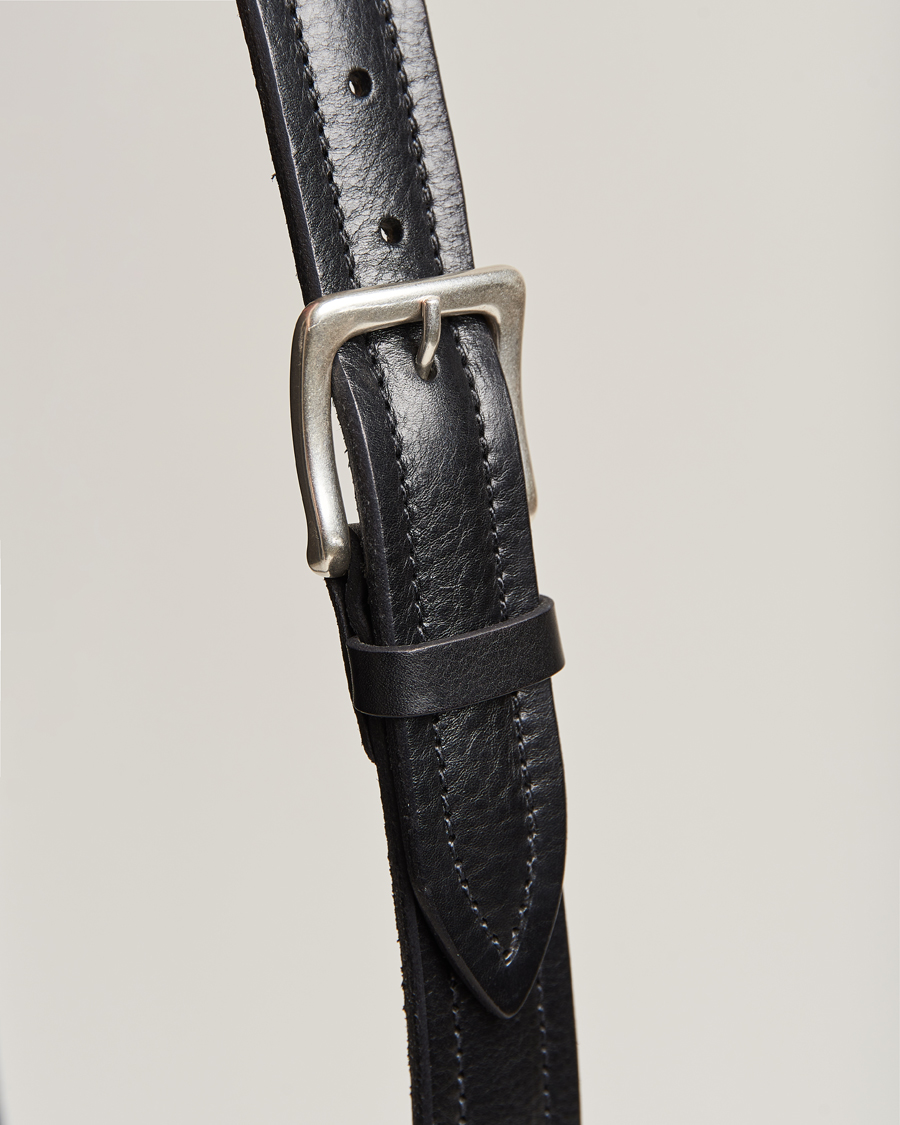 Herren | Orciani Vachetta Stitched Belt 3,5 cm Black | Orciani | Vachetta Stitched Belt 3,5 cm Black