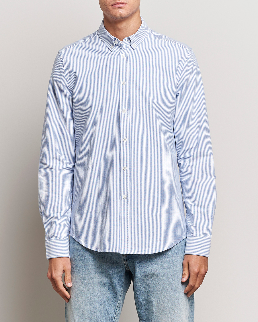 Herren | Oxfordhemden | Samsøe Samsøe | Liam Striped Button Down Shirt  Blue/White