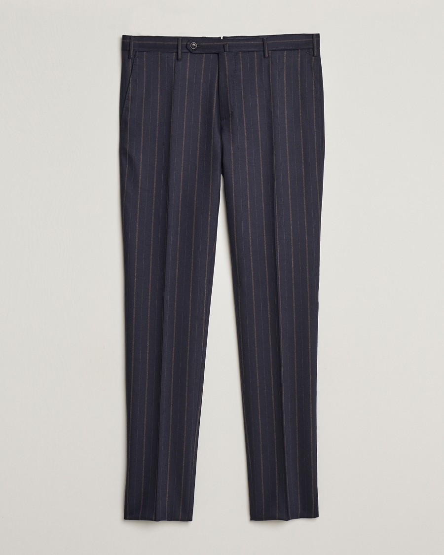 Herren | Hosen | Incotex | Wool/Cashmere Stretch Pinstripe Trousers Navy