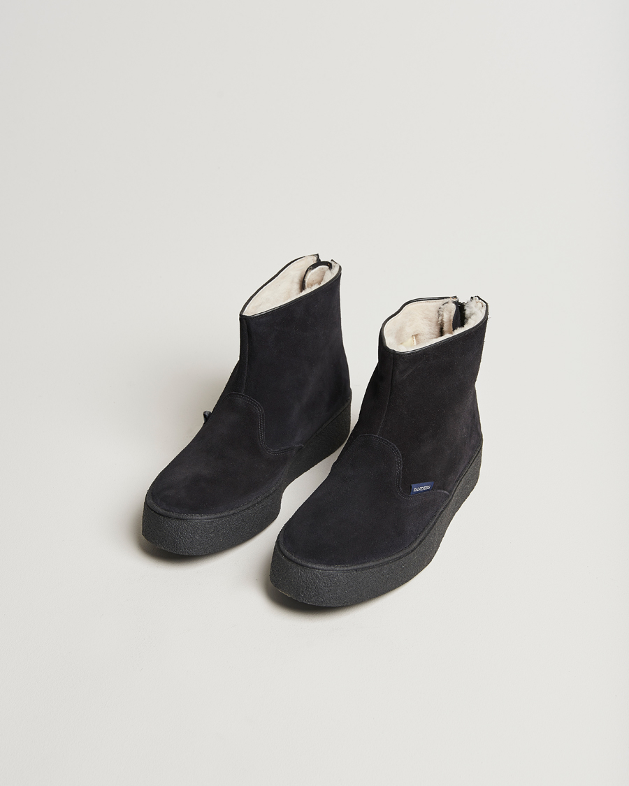 Herren | Boots | Sanders | Sherling Lined Suede Curling Boot Black