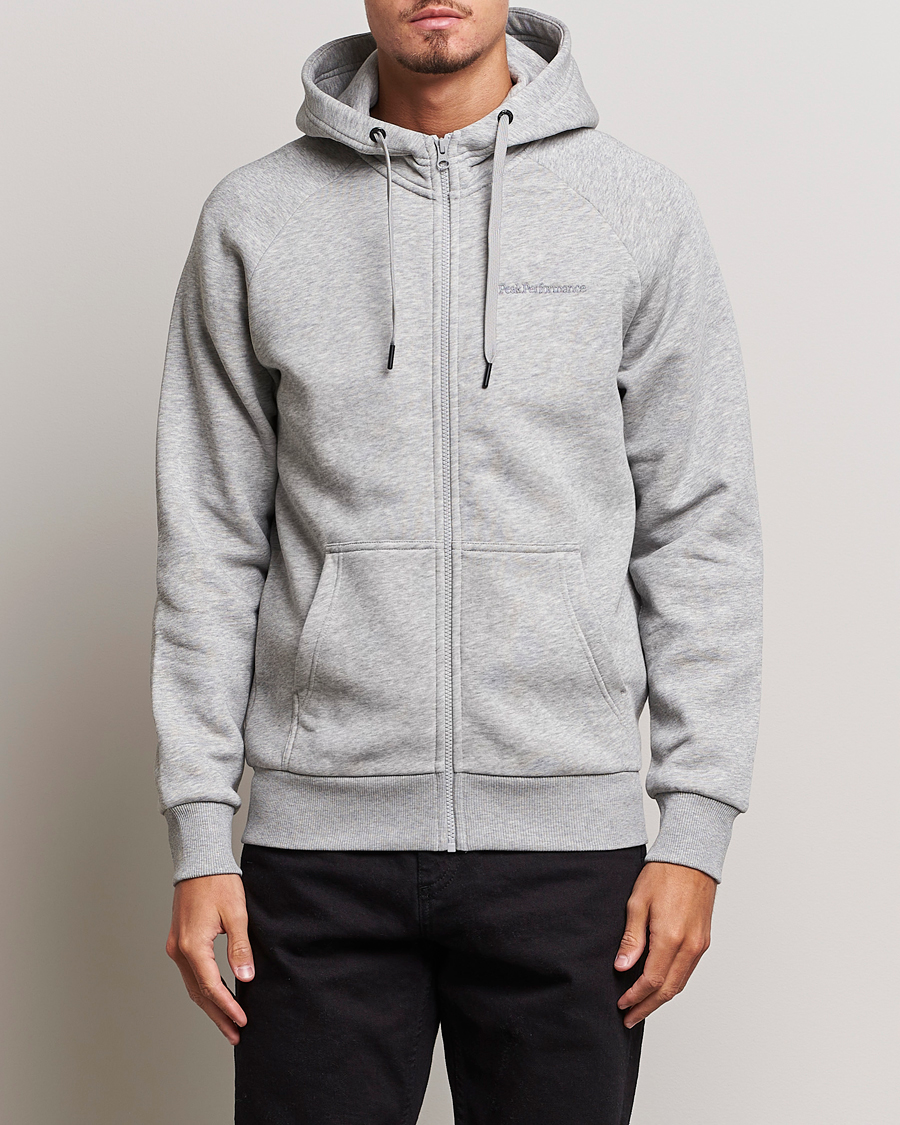Herren | Pullover | Peak Performance | Original Logo Full Zip Hoodie Grey Melange