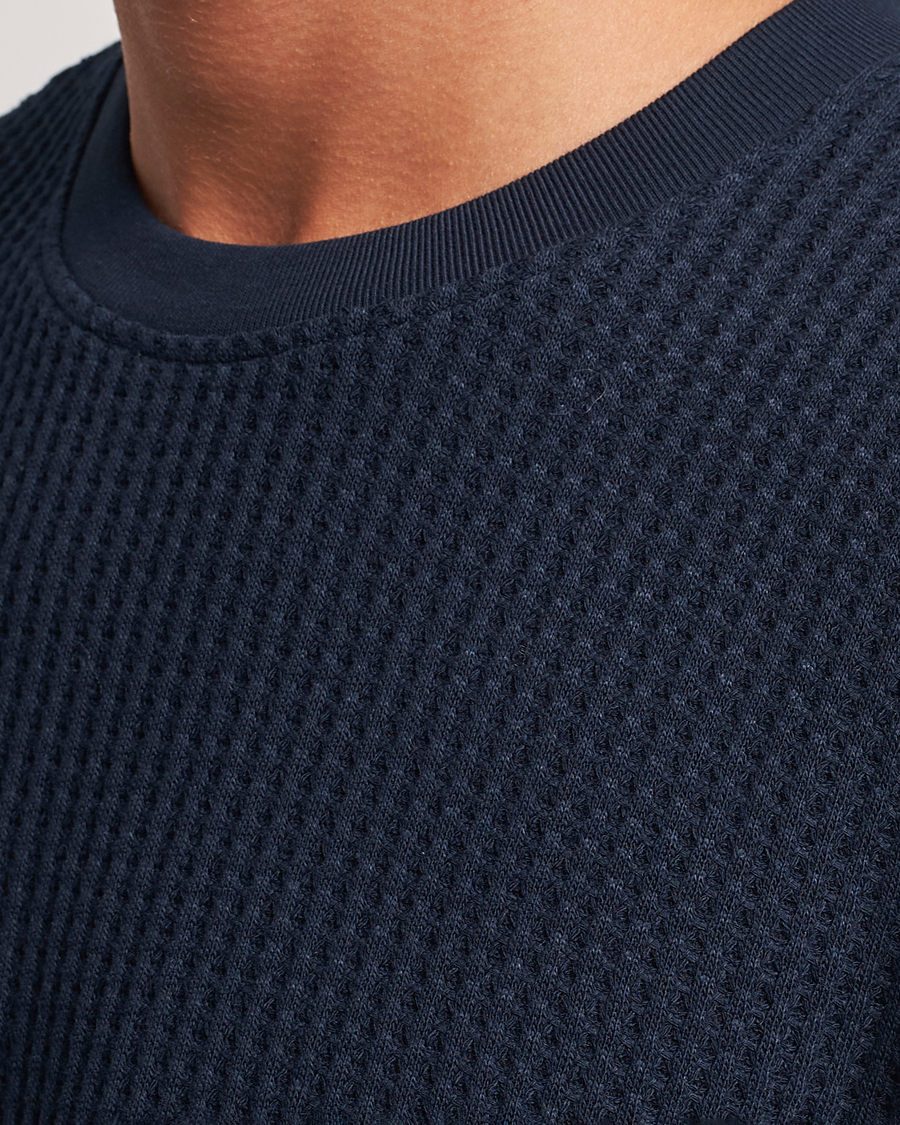 Herren | T-Shirts | Samsøe Samsøe | Samsøe & Samsøe Dino Waffle Knitted Crew Neck T-Shirt Salute Navy