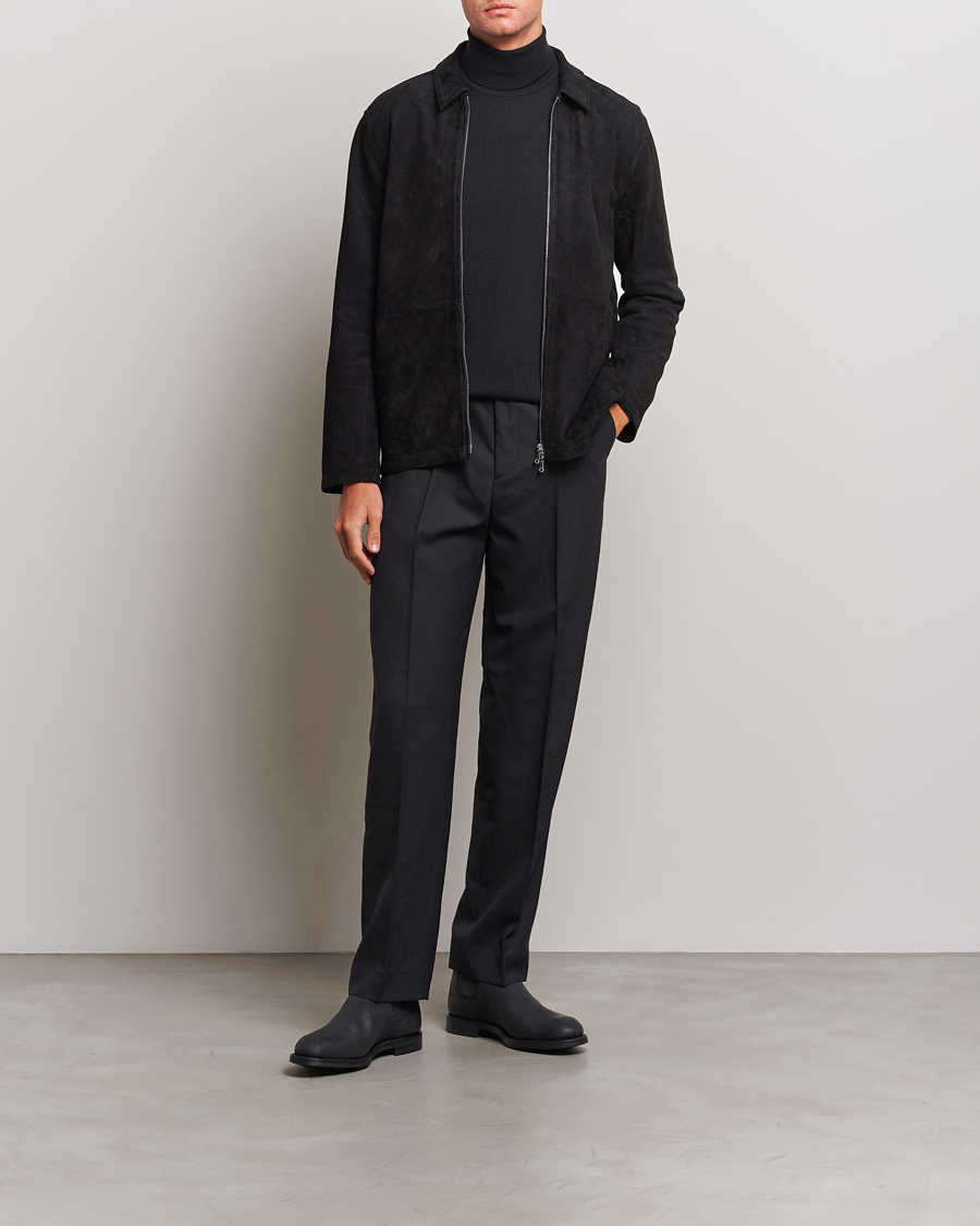 Herren | Jacken | J.Lindeberg | Jonah Suede Zip Overshirt Black