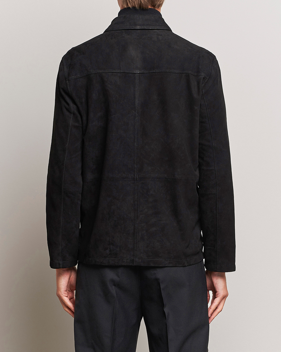 Herren | Jacken | J.Lindeberg | Jonah Suede Zip Overshirt Black