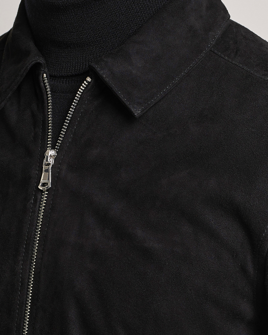 Herren | Jacken | J.Lindeberg | Jonah Suede Zip Overshirt Black