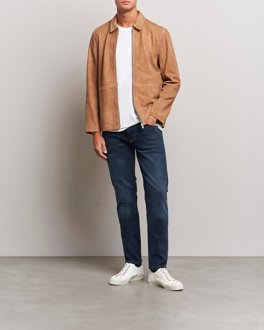 Herren | Jacken | J.Lindeberg | Jonah Suede Zip Overshirt Chipmunk
