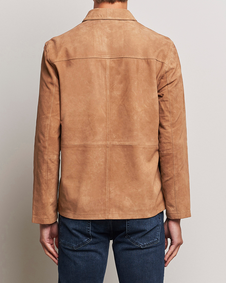 Herren | Jacken | J.Lindeberg | Jonah Suede Zip Overshirt Chipmunk