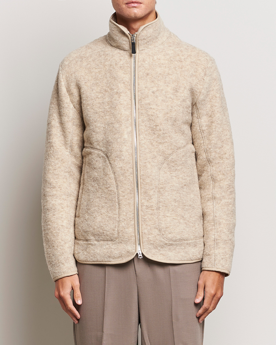 Herren | Pullover | J.Lindeberg | Dustin Wool Fleece Jacket Oyster Grey