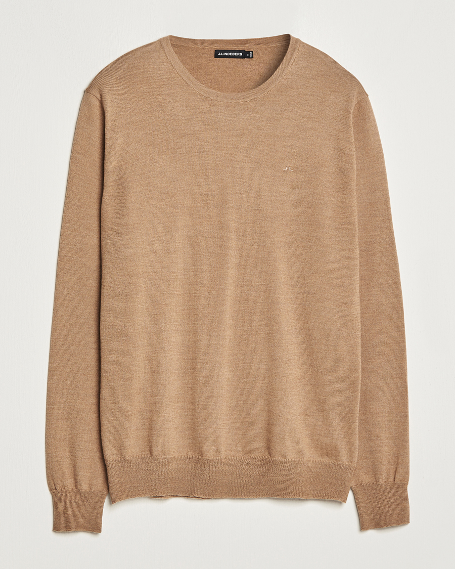 Herren | Pullover | J.Lindeberg | Lyle True Merino Crew Neck Pullover Chipmunk Melange