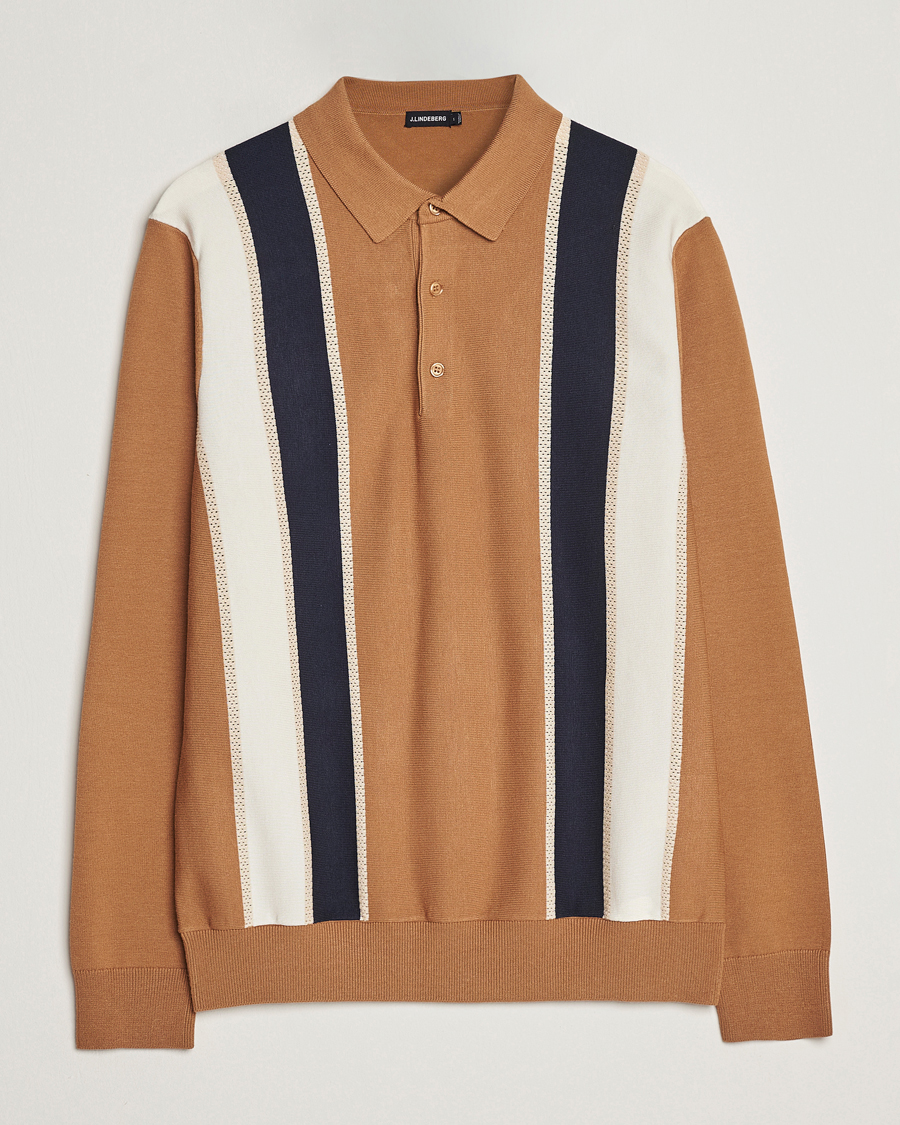 Herren | Pullover | J.Lindeberg | Heden Striped Knitted Polo Chipmunk