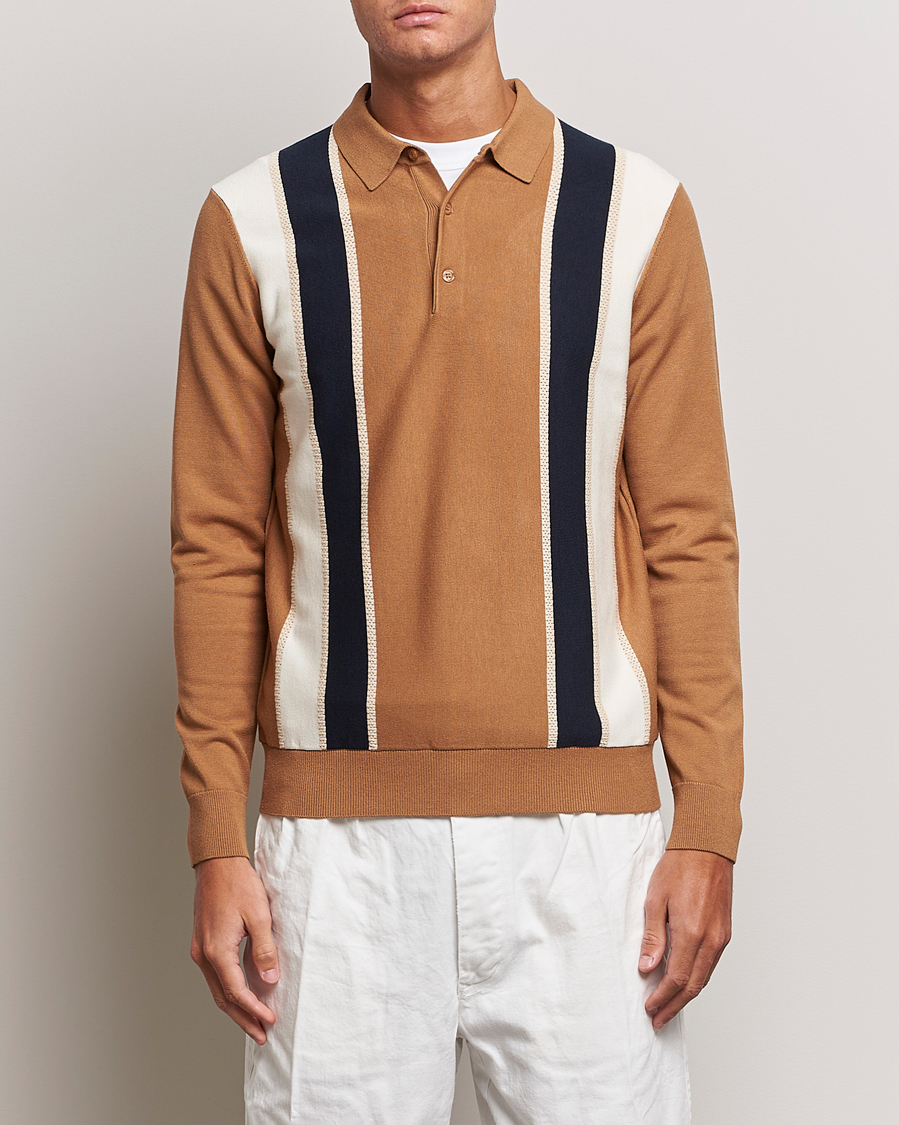 Herren | Pullover | J.Lindeberg | Heden Striped Knitted Polo Chipmunk