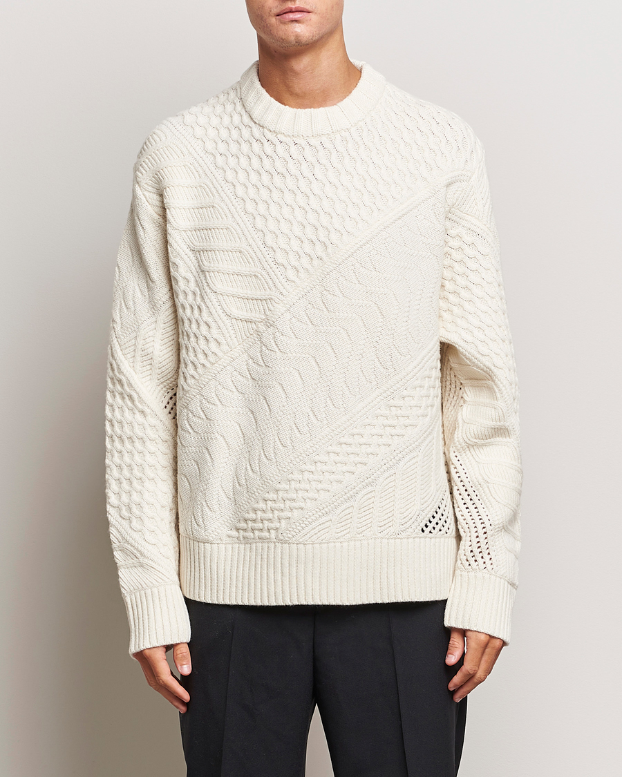 Herren | Pullover | J.Lindeberg | Savio Cable Knit Mock Neck Cloud White