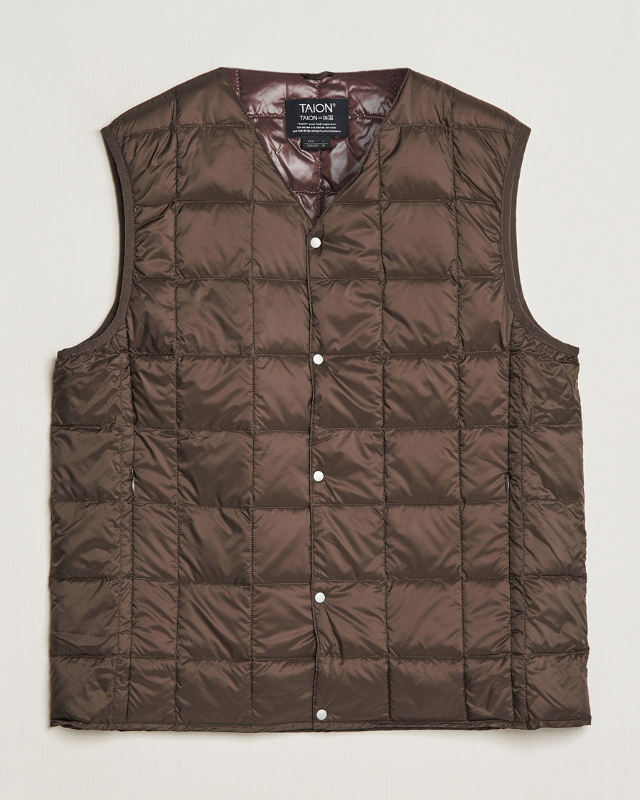 Herren | Jacken | TAION | V-Neck Lightweight Down Vest Dark Choco