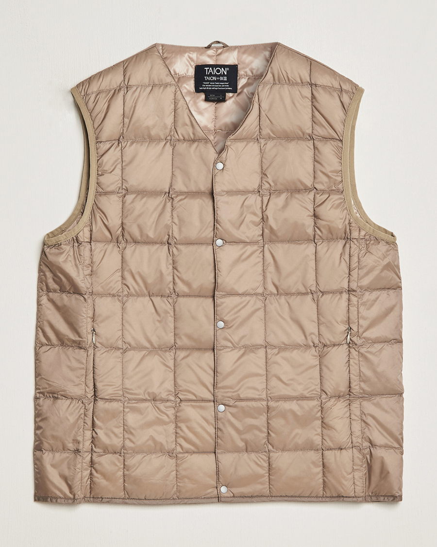 Herren | Jacken | TAION | V-Neck Lightweight Down Vest Khaki
