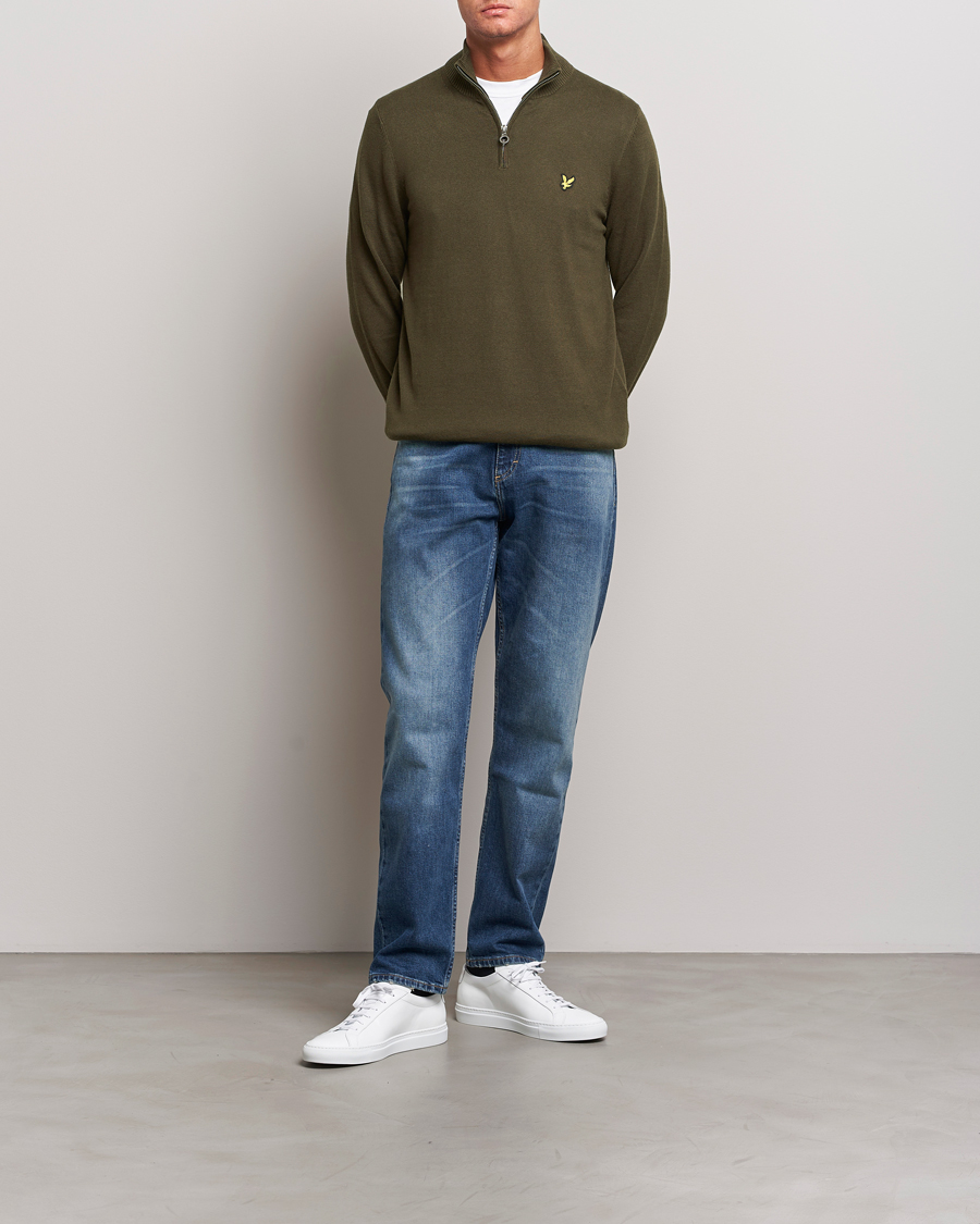 Herren | Pullover | Lyle & Scott | Cotton/Merino Half Zip Olive