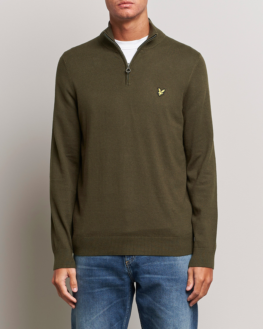 Herren | Pullover | Lyle & Scott | Cotton/Merino Half Zip Olive