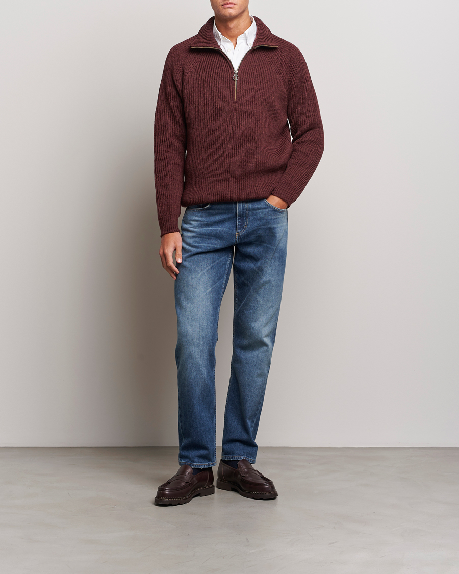 Herren | Pullover | Peregrine | Ford Knitted Wool Half Zip Shiraz