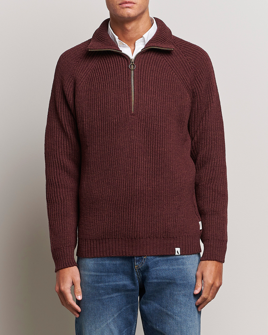 Herren | Pullover | Peregrine | Ford Knitted Wool Half Zip Shiraz
