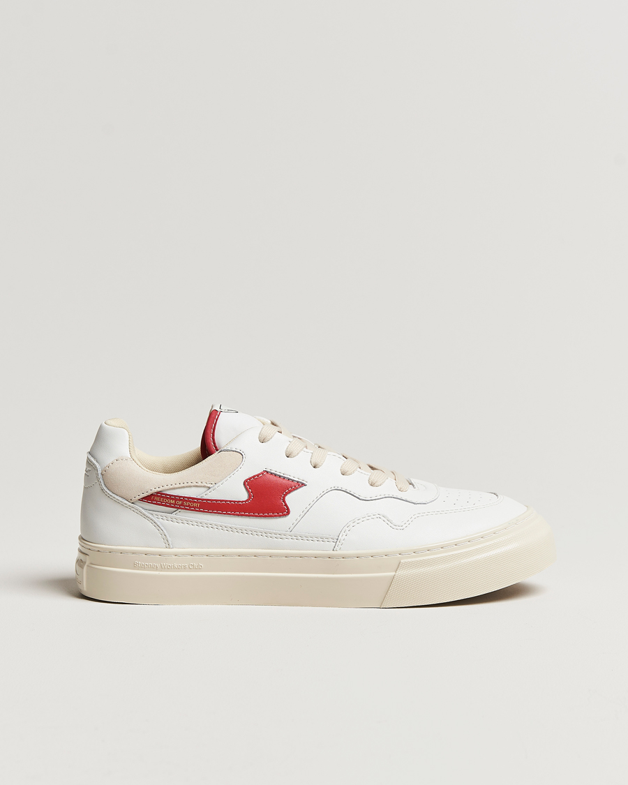 Herren | Stepney Workers Club Pearl S-Strike Leather Sneaker White/Red | Stepney Workers Club | Pearl S-Strike Leather Sneaker White/Red