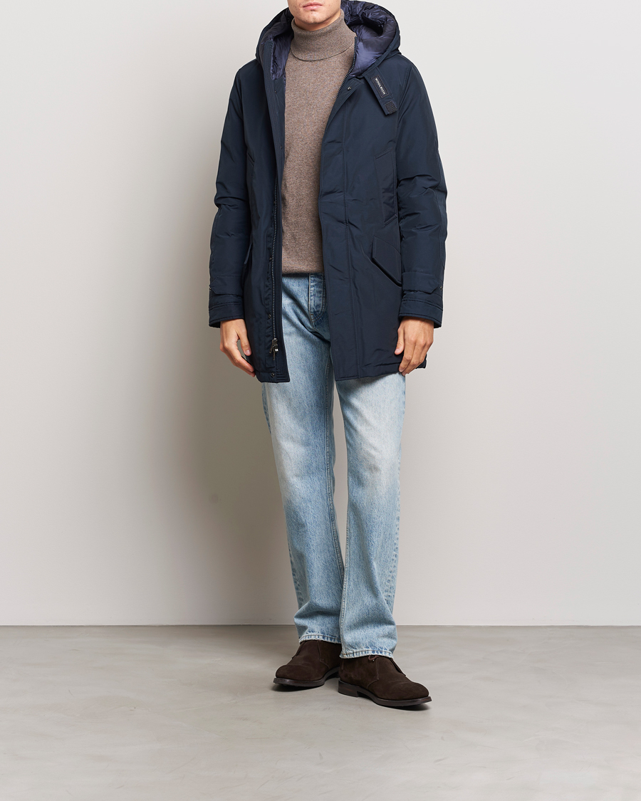 Herren | Jacken | Woolrich | Polar High Collar Parka Melton Blue