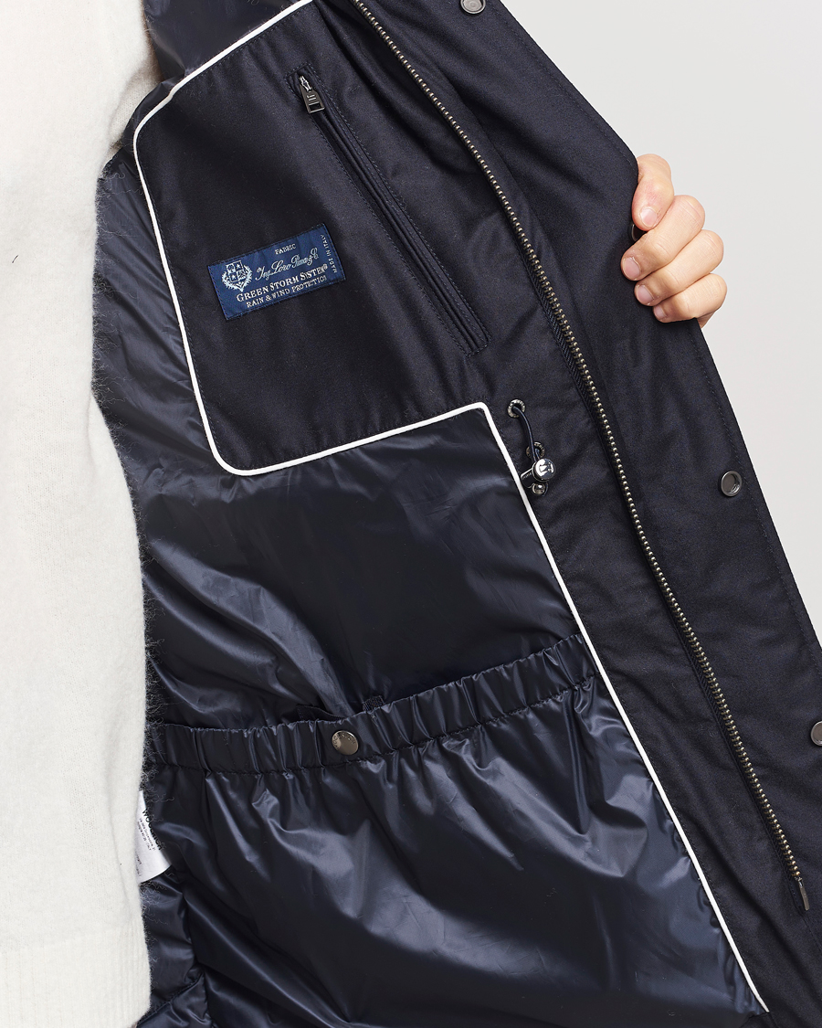 Herren | Jacken | Woolrich | Luxe Loro Piana Long Parka Melton Blue