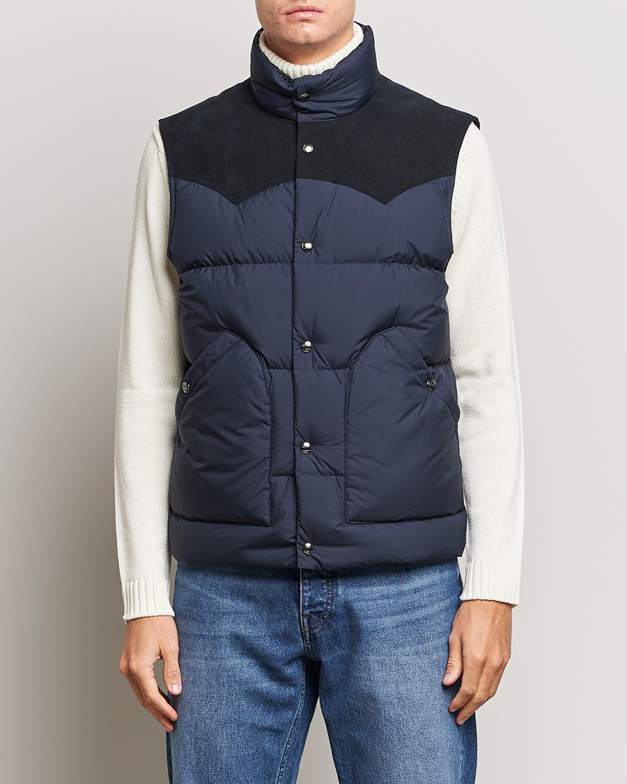 Herren | Jacken | Woolrich | Western Down Vest Melton Blue