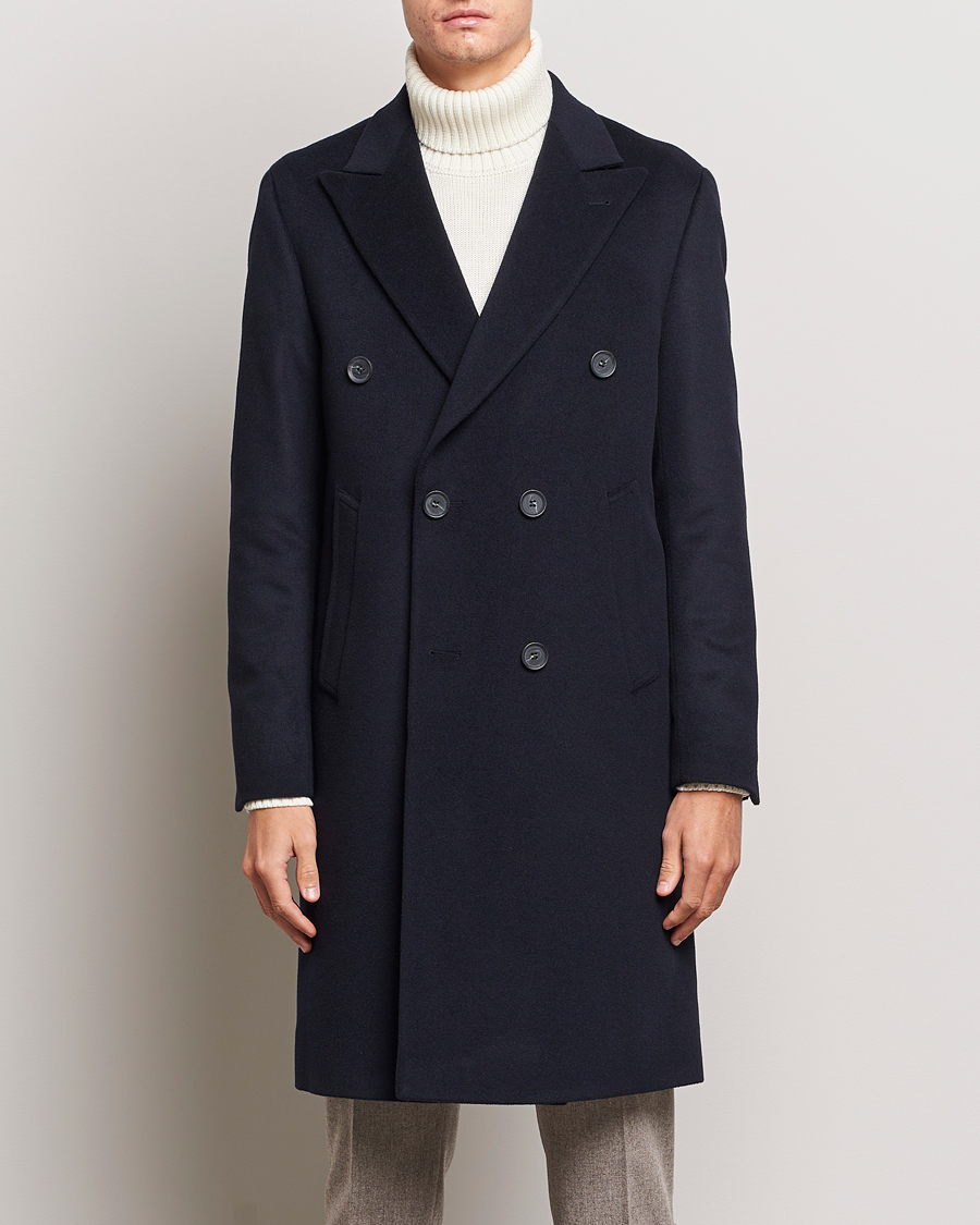 Herren | Jacken | Oscar Jacobson | Slater Wool/Cashmere Double Breasted Coat Navy