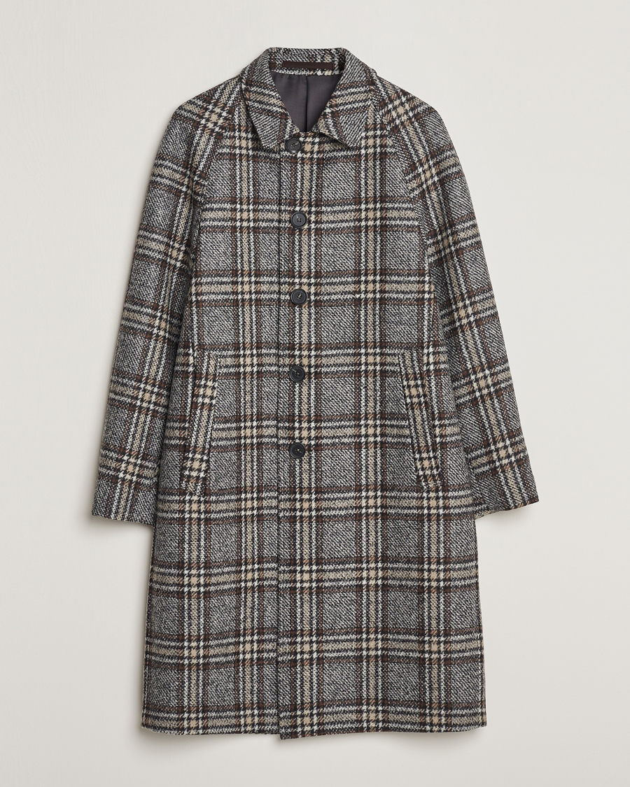 Herren | Jacken | Oscar Jacobson | Sala Checked Raglan Wool Coat Brown