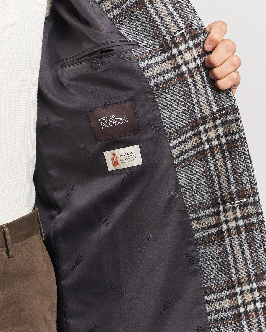 Herren | Jacken | Oscar Jacobson | Sala Checked Raglan Wool Coat Brown