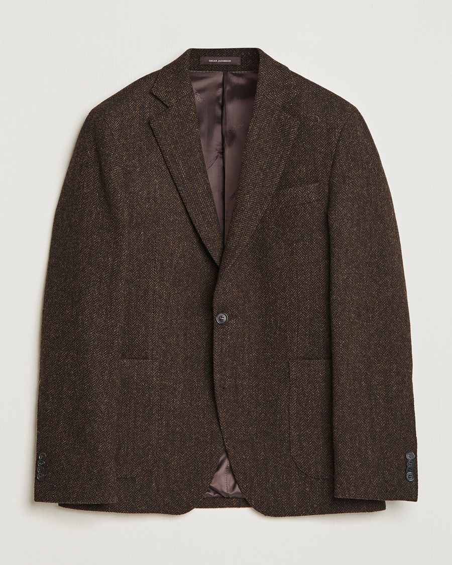 Herren | Sakkos | Oscar Jacobson | Fogerty Moon Herringbone Tweed Blazer Brown