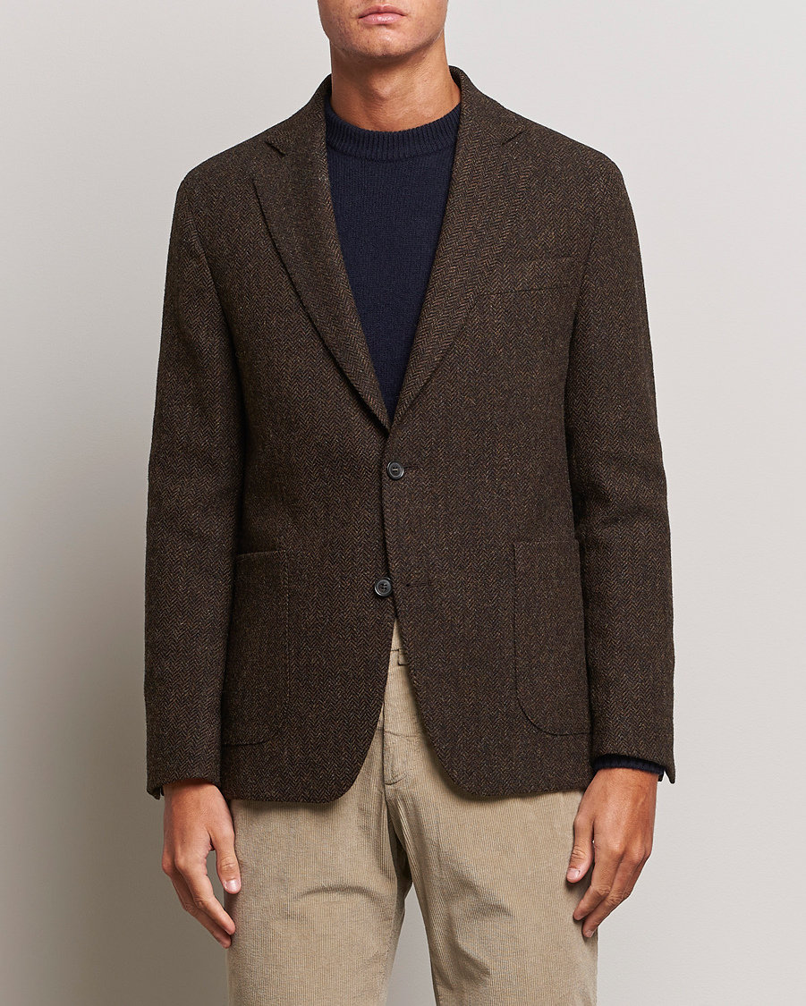 Herren | Sakkos | Oscar Jacobson | Fogerty Moon Herringbone Tweed Blazer Brown