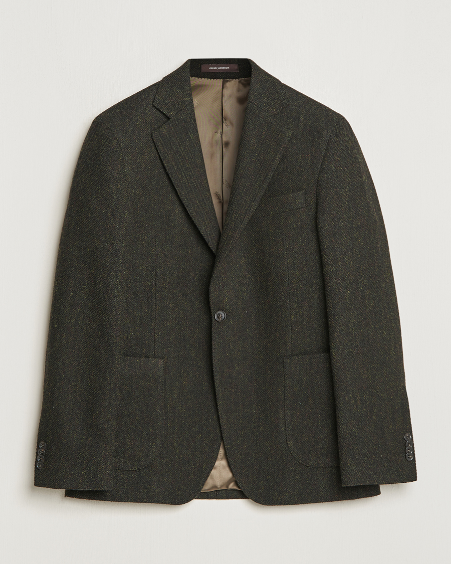 Herren | Sakkos | Oscar Jacobson | Fogerty Moon Herringbone Tweed Blazer Green
